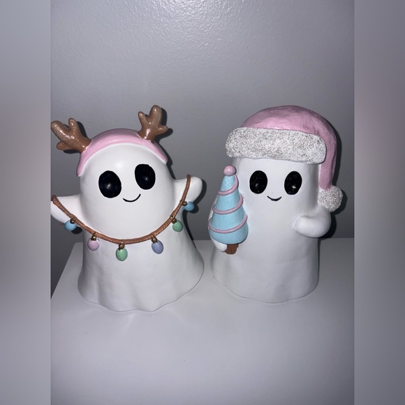 NEW Christmas 2025 Reindeer Ghost with Christmas Lights Tree Decor Set of 2